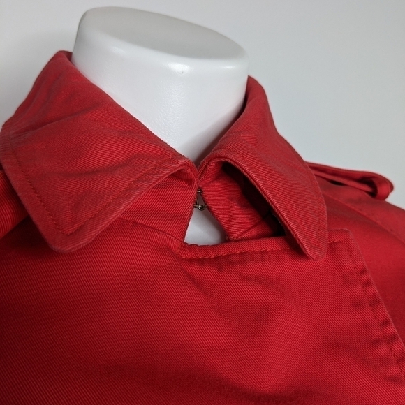 See By Chloe red belted collared cotton button closure trench coat jacket 6 - Picture 7 of 14